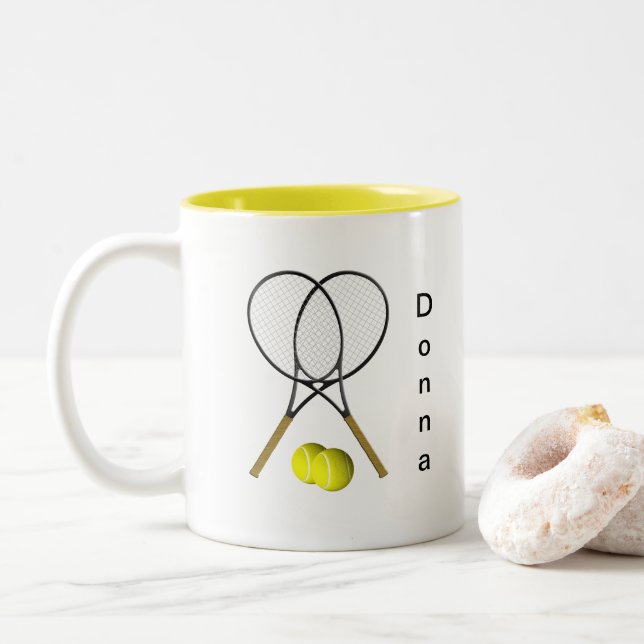 Doubles Tennis Personalisiert Sport Zweifarbige Tasse (Mit Donut)