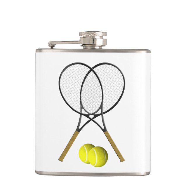 Doubles Tennis Thema Sport Flachmann (Vorderseite)