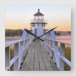 Doubling Point Lighthouse, Arrowsic Island, Maine Quadratische Wanduhr