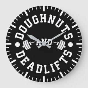 Doughnut and Deadlifts - Carbon - Funny Workout Große Wanduhr