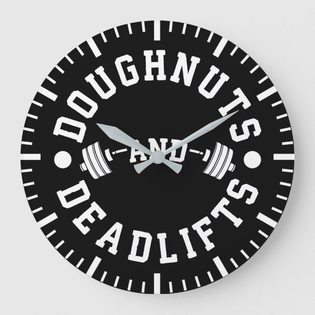 Doughnut and Deadlifts - Carbon - Funny Workout Große Wanduhr (Vorderseite)