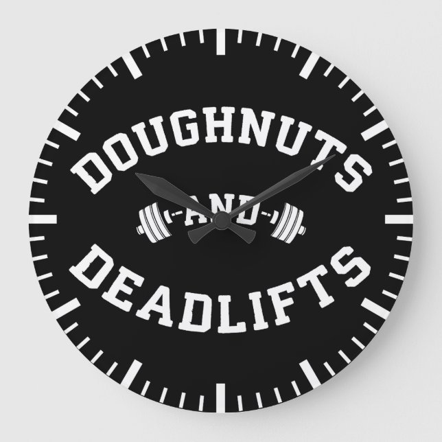 Doughnut and Deadlifts - Funny Gym Workout Große Wanduhr (Vorderseite)