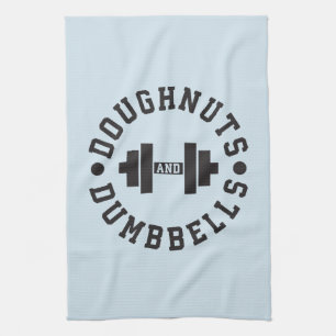 Doughnut and Dumbells - Carbon - Funny Workout Geschirrtuch