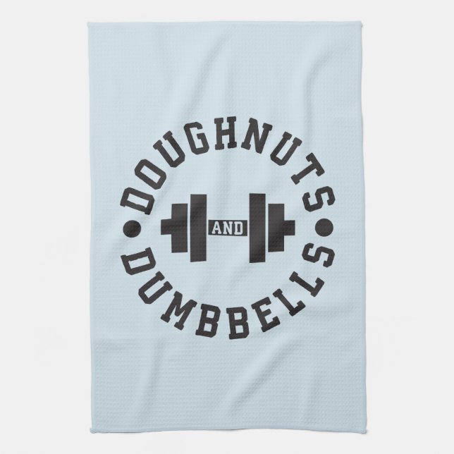 Doughnut and Dumbells - Carbon - Funny Workout Geschirrtuch (Vertikal)