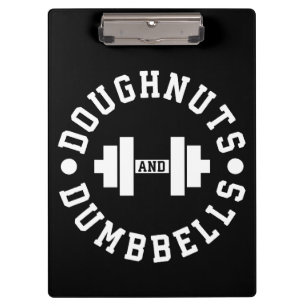 Doughnut and Dumbells - Carbon - Funny Workout Klemmbrett