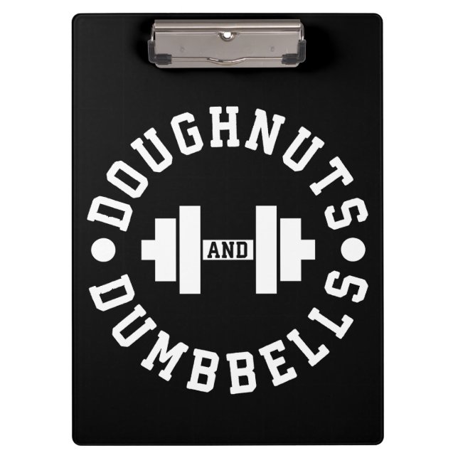 Doughnut and Dumbells - Carbon - Funny Workout Klemmbrett (Vorderseite)