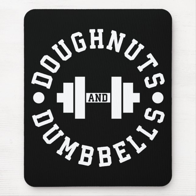 Doughnut and Dumbells - Carbon - Funny Workout Mousepad (Vorne)