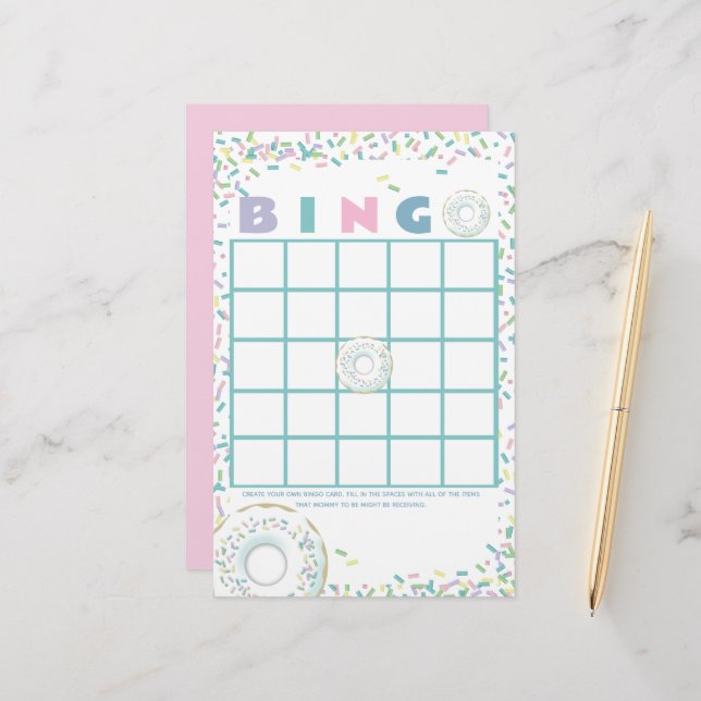 Doughnut and Sprinkles Bingo Stationery Briefpapier (Vorderseite/Rückseite Beispiel)