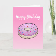 Doughnut auf geklappter Grußkarte Geburtstag