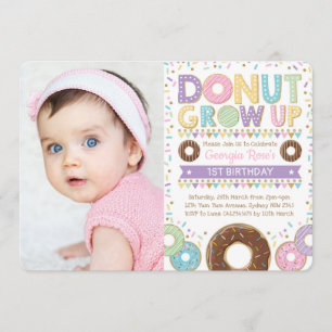 Doughnut Donut Grow up Invite Birthday Sprinkles Einladung