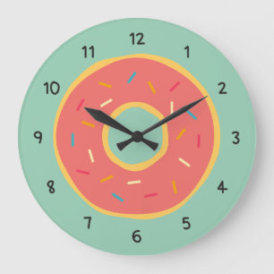 Doughnut Food Themed Numbers Decorative Kitchen Große Wanduhr