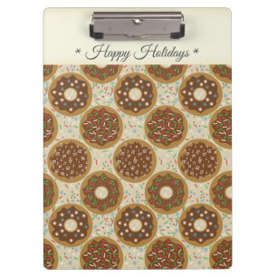 Doughnut Happy Holidays Klemmbrett
