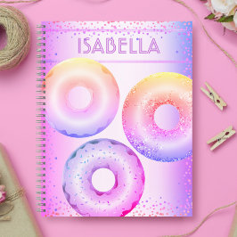 Doughnut lila rosa Regenbogen Glitzer Name Notizbuch