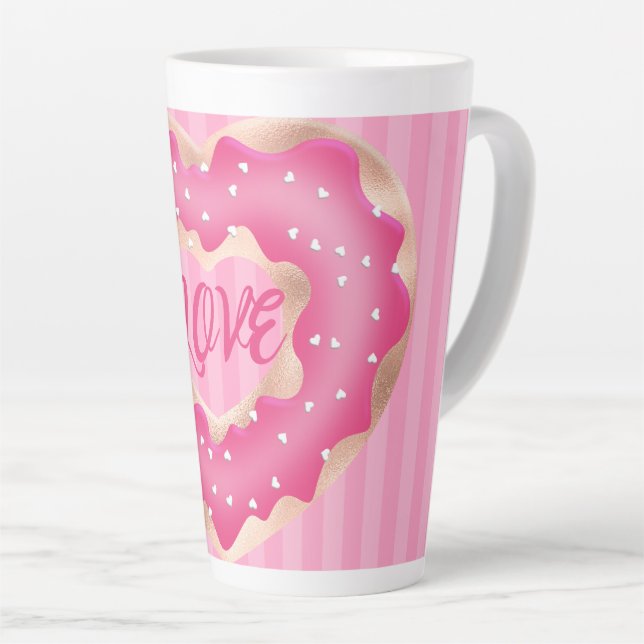 Doughnut Lover Pink Latte Tasse (Rechte Ecke)