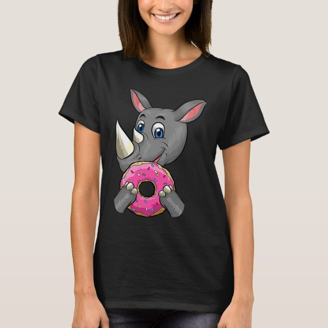 Doughnut Niedlich Riese Rhino Mania einzigartig T-Shirt (Vorderseite)