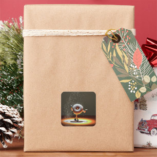 Doughnut tanzt auf Bühne Quadratischer Aufkleber