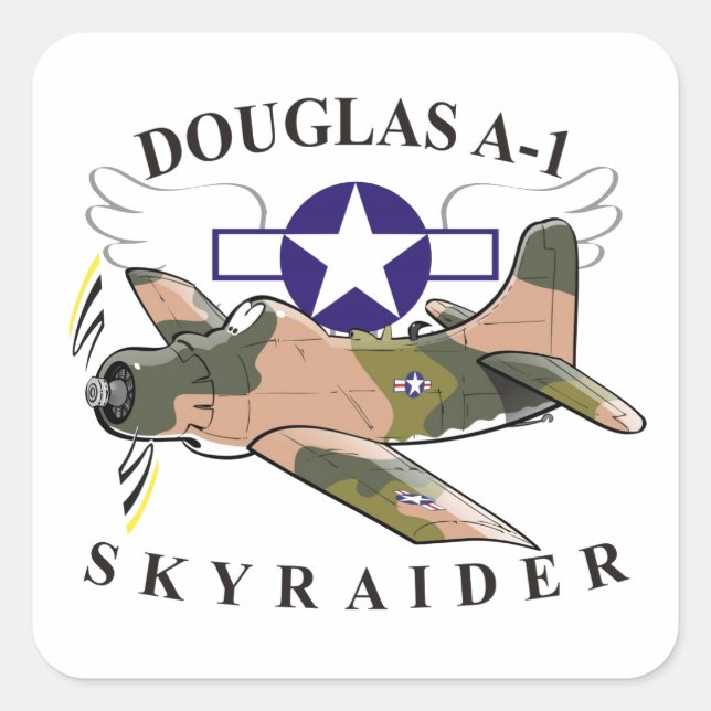 douglas a-1 skyraider quadratischer aufkleber (Vorderseite)