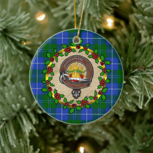 Douglas Clan Abzeichen & Tartan Personalisiert Xma Keramik Ornament