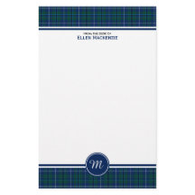 Douglas Clan Dark Blue Modern Tartan Monogram