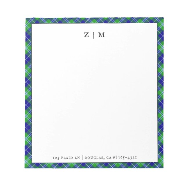 Douglas Clan Tartan Kariert Pattern Notizblock (Vorderseite)