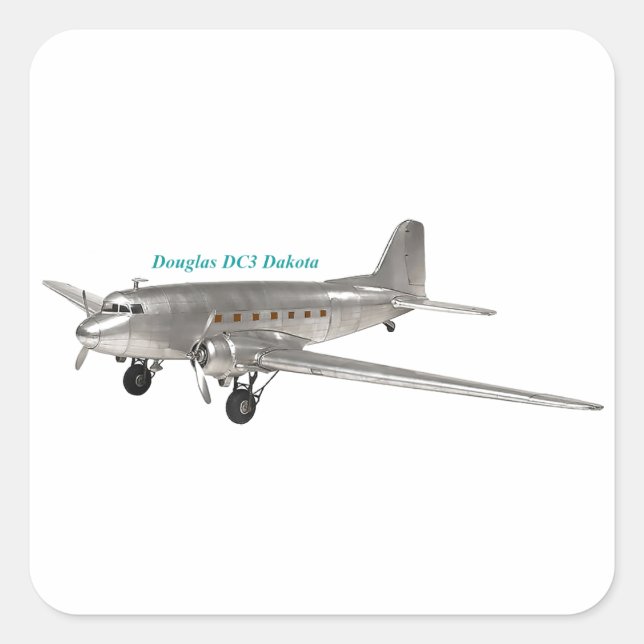 Douglas DC3 Dakota Quadratischer Aufkleber (Vorderseite)