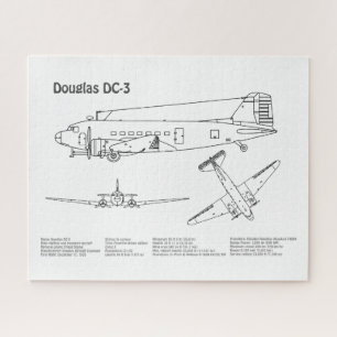 Douglas DC-3 - Airplane Blueprint Zeichnend Pläne  Puzzle