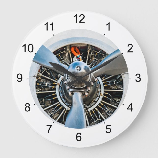 Douglas DC-3 Flugzeug. Propeller Große Wanduhr (Vorderseite)