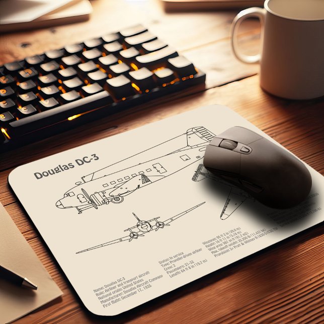 Douglas DC-3 - Flugzeugkonzept Zeichnend Pläne SD Mousepad (Von Creator hochgeladen)