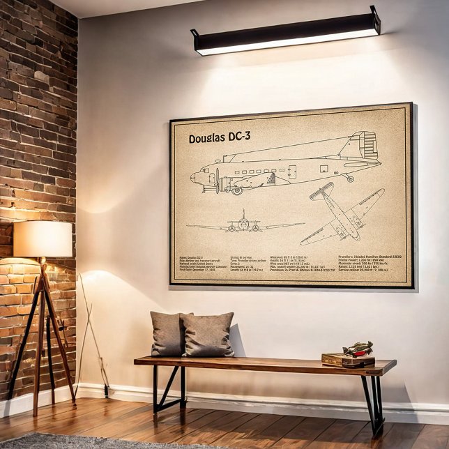 Douglas DC-3 - Flugzeugkonzept Zeichnend Pläne SD Poster (Von Creator hochgeladen)