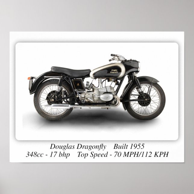 Douglas Dragonfly Motorcycle - A3 Poster (Vorne)