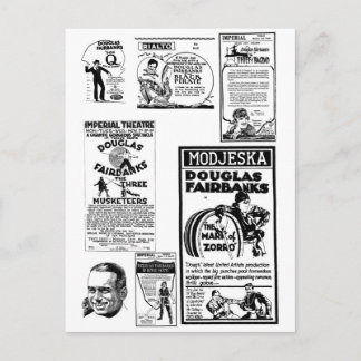 Douglas Fairbanks Stille Filmanzeigen Postkarte
