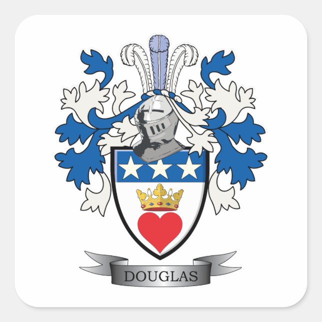 Douglas Familienwappen Coat of Arms Quadratischer Aufkleber (Vorderseite)