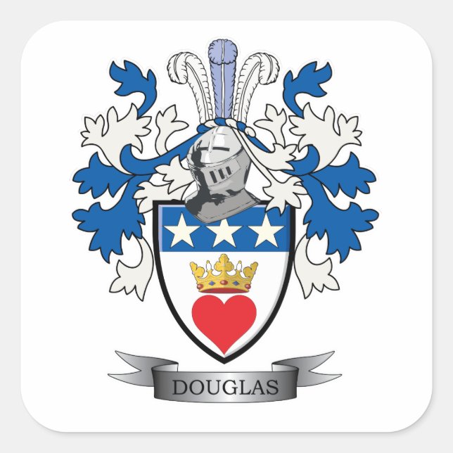 Douglas Familienwappen Coat of Arms Quadratischer Aufkleber (Vorderseite)
