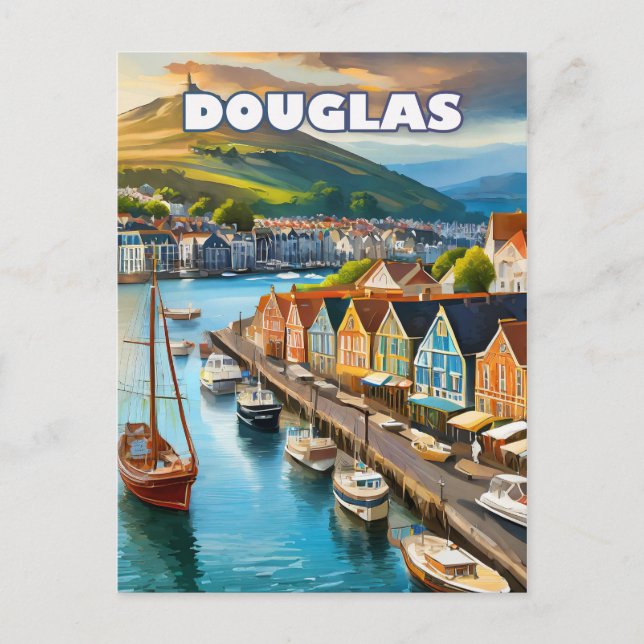 Douglas, Lebendhauptstadt der Insel Man Postkarte (Vorderseite)