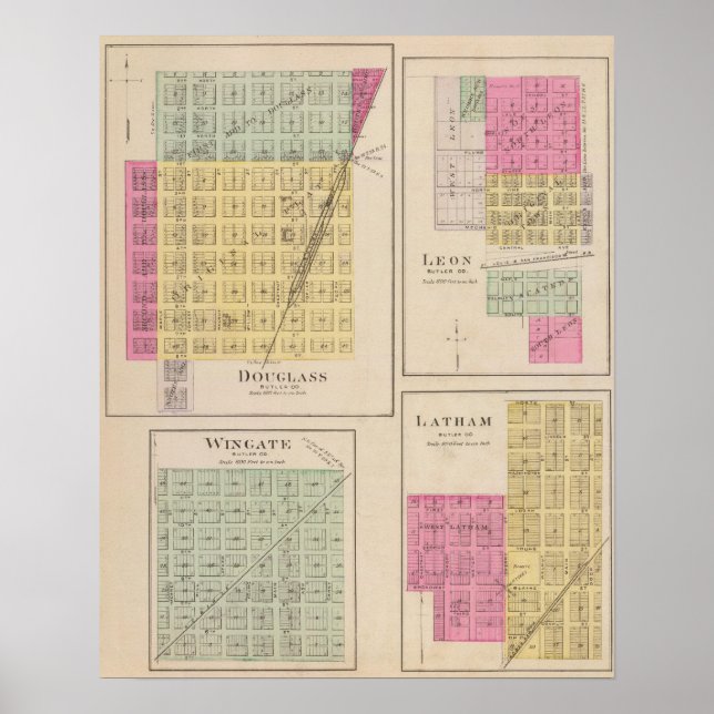 Douglas, Leon, Wingate und Latham, Kansas Poster (Vorne)