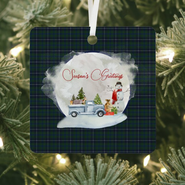 Douglas Modern Original Scottish Tartan Ornament Aus Metall (InSitu)