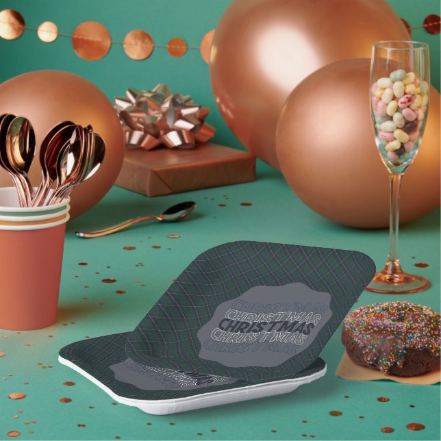 Douglas Modern Scottish Tartan Weihnachten  Pappteller (Multi)