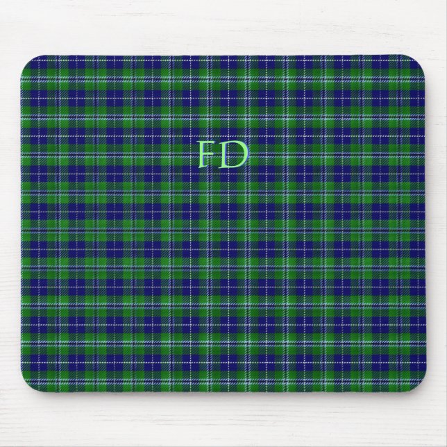 Douglas Offiziell Tartan mit Monogramm/Initialen Mousepad (Vorne)