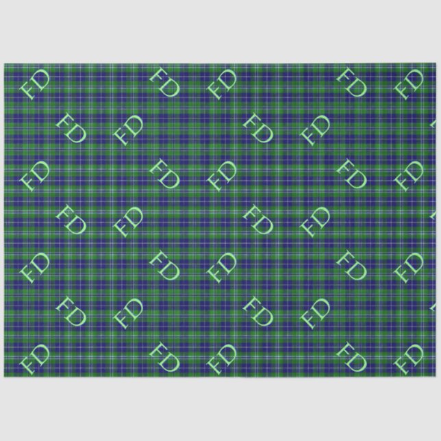 Douglas Offiziell Tartan mit Monogramm/Initialen Seidenpapier (Vorderseite)