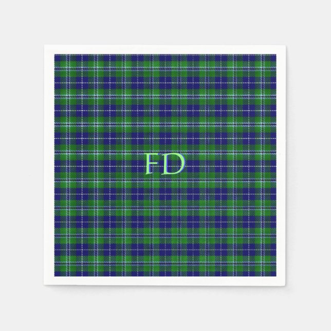 Douglas Offiziell Tartan mit Monogramm/Initialen Serviette (Vorderseite)