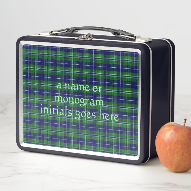 Douglas Offiziell Tartan mit Monogramm/Name Metall Brotdose (Beispiel)
