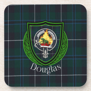 Douglas-Schottischer-Clan-Tartan & -Wappen Getränkeuntersetzer