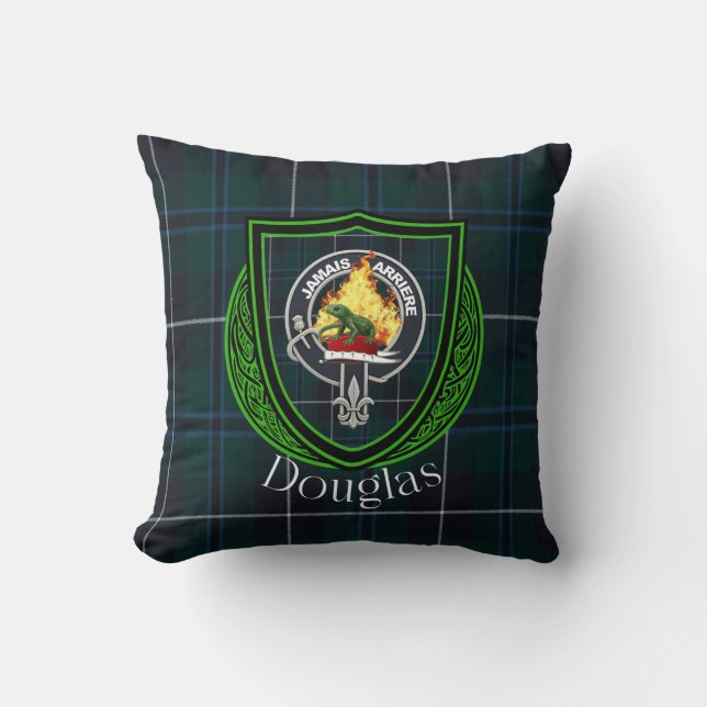 Douglas Scottish Clan Tartan & Crest Kissen (Vorderseite)