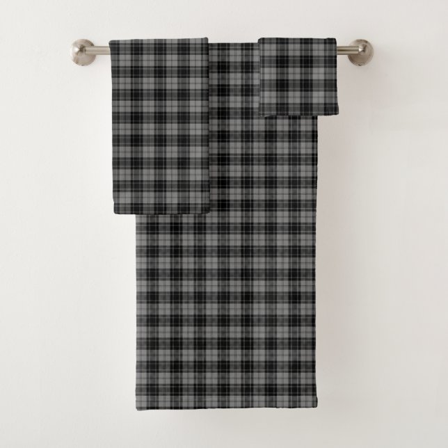 Douglas tartan black grau kariert badhandtuch set (Insitu)
