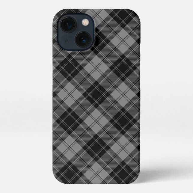 Douglas tartan black grau kariert iPhone hülle (Rückseite)