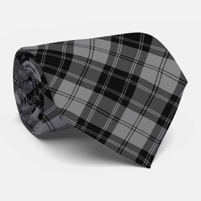 Douglas tartan black grau kariert krawatte (Gerollt)