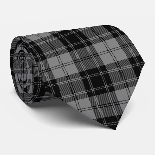 Douglas tartan black grau kariert krawatte (Gerollt)