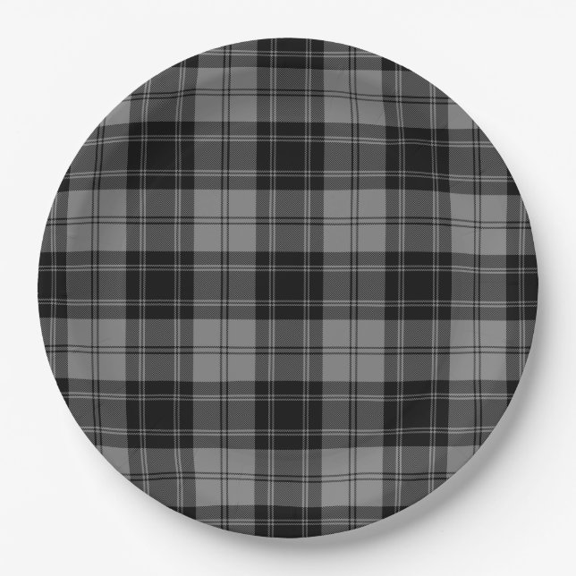 Douglas tartan black grau kariert pappteller (Vorderseite)