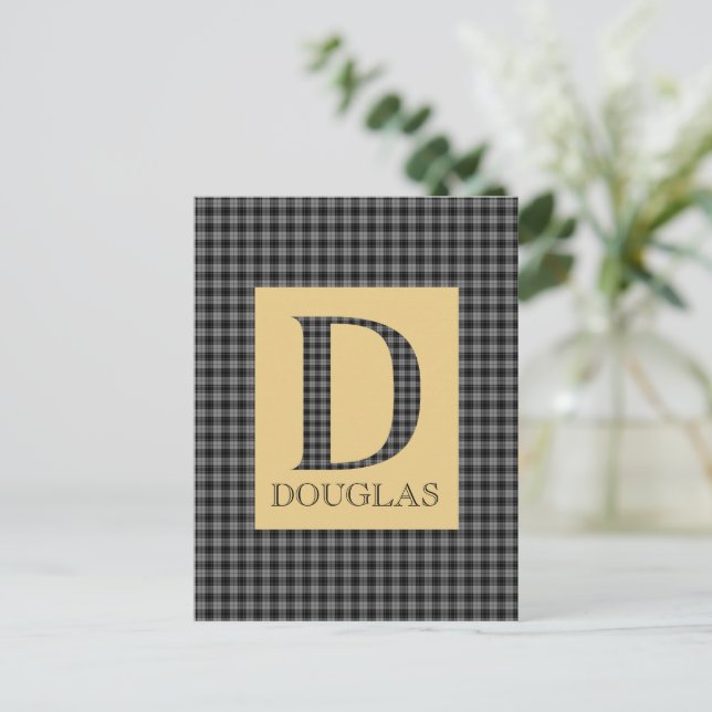 Douglas Tartan Monogram D Postkarte (Stehend Vorderseite)