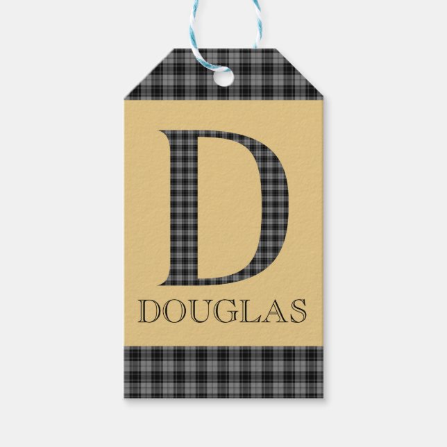 Douglas-Tartan-Monogramm D  Geschenkanhänger (Vorderseite)